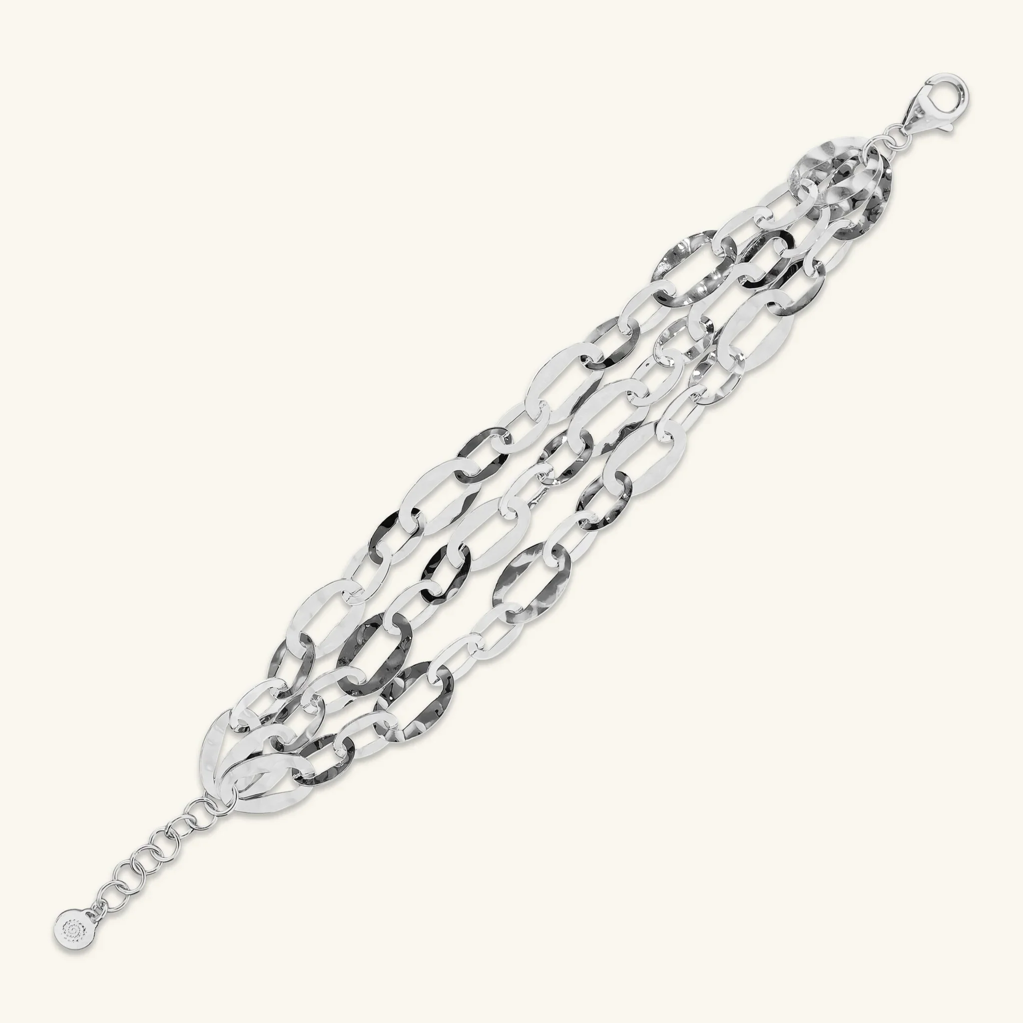 Bracciale Multifilo Catena Ovale Martellata - Image 6