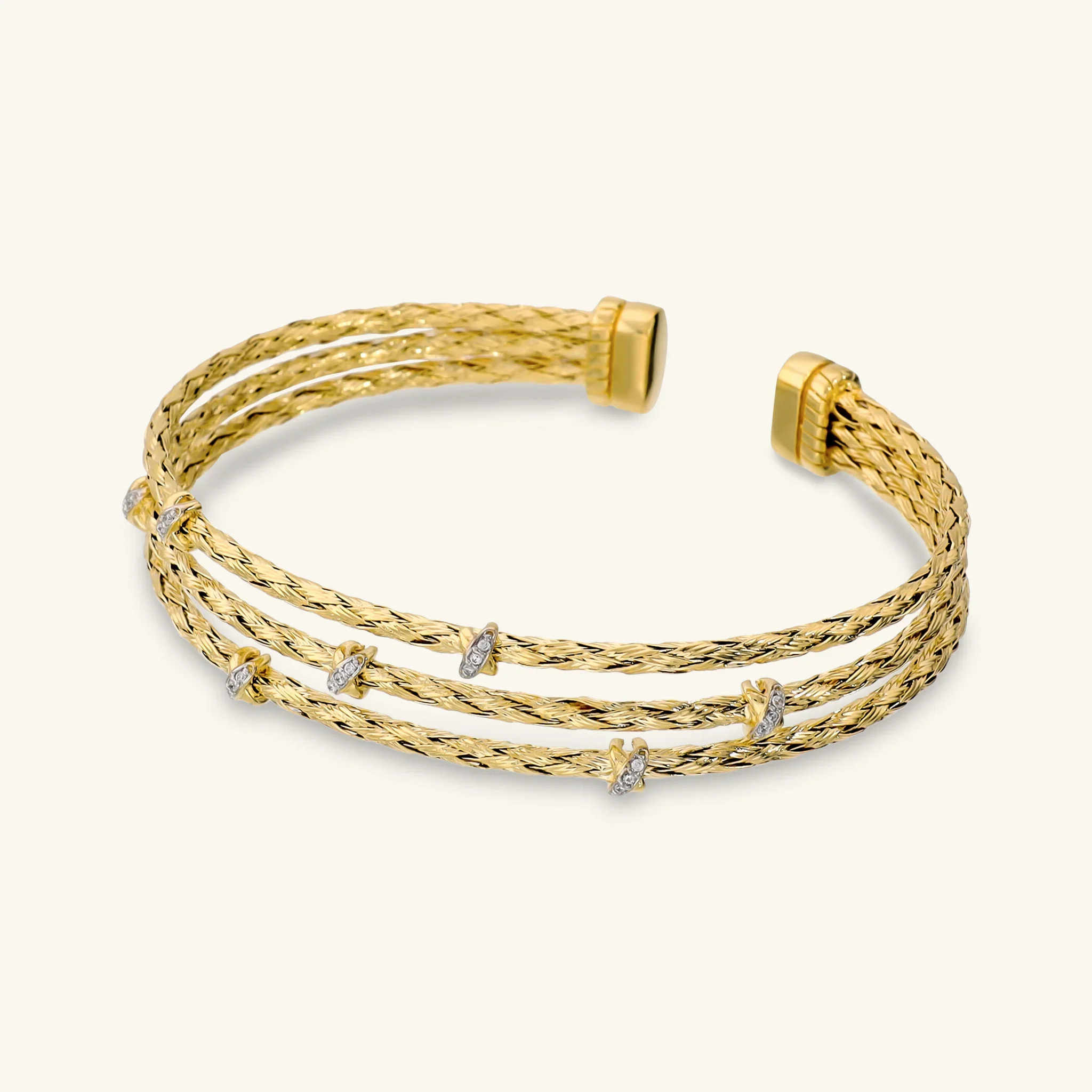 Bracciale Multifilo Texture Corda Diamantata con Cubic Zirconia
