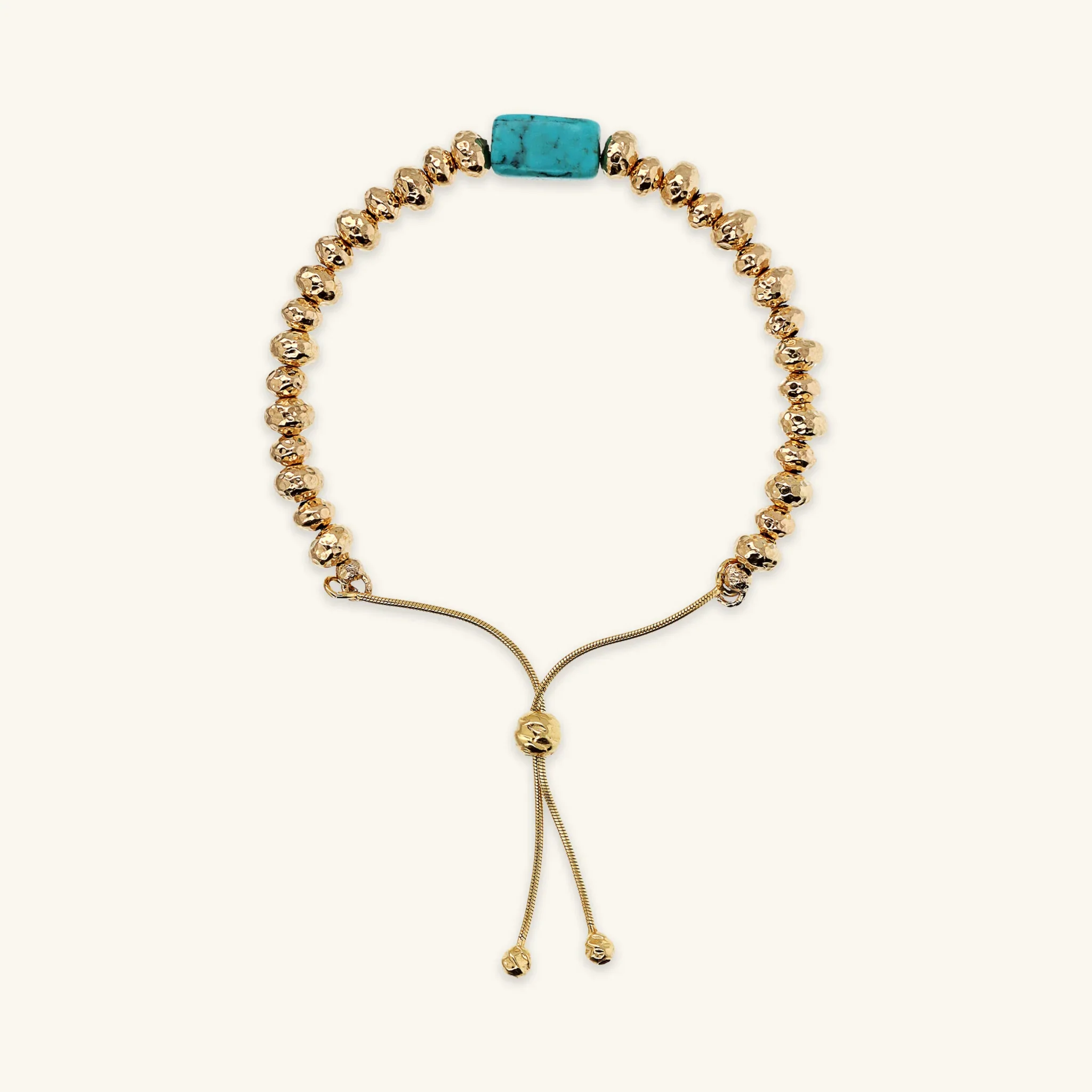Bracciale Regolabile con Rondelle Martellate e Pietra Naturale Magnesite - Image 3