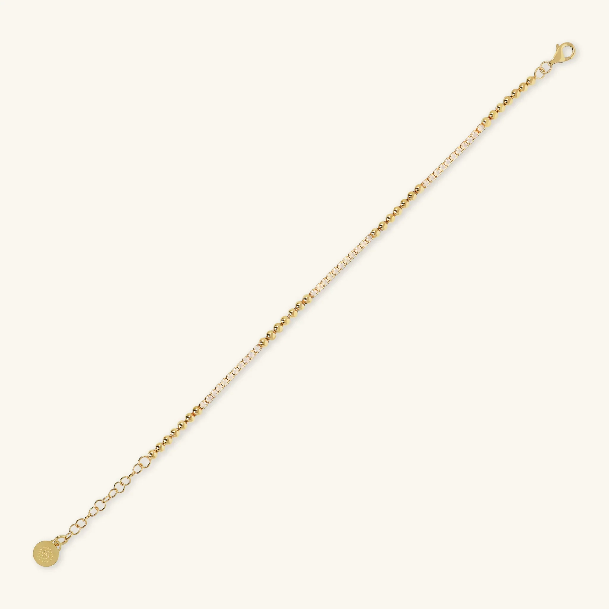 Bracciale Tennis Misto in Argento 925 Placcato Oro Giallo 18kt con Piccole Sfere e Cubic Zirconia - Image 10