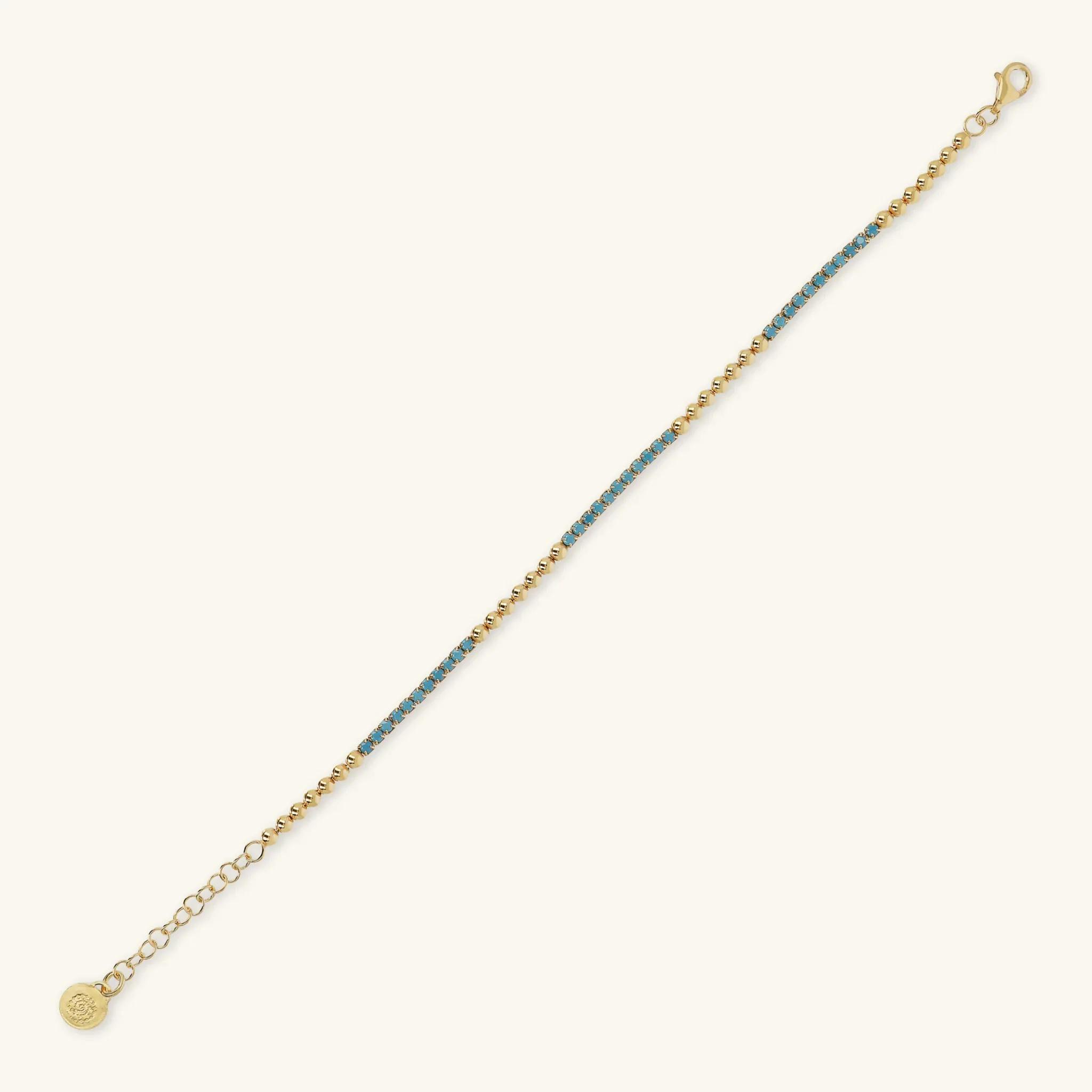 Bracciale Tennis Misto in Argento 925 Placcato Oro Giallo 18kt con Piccole Sfere e Cubic Zirconia - Image 3