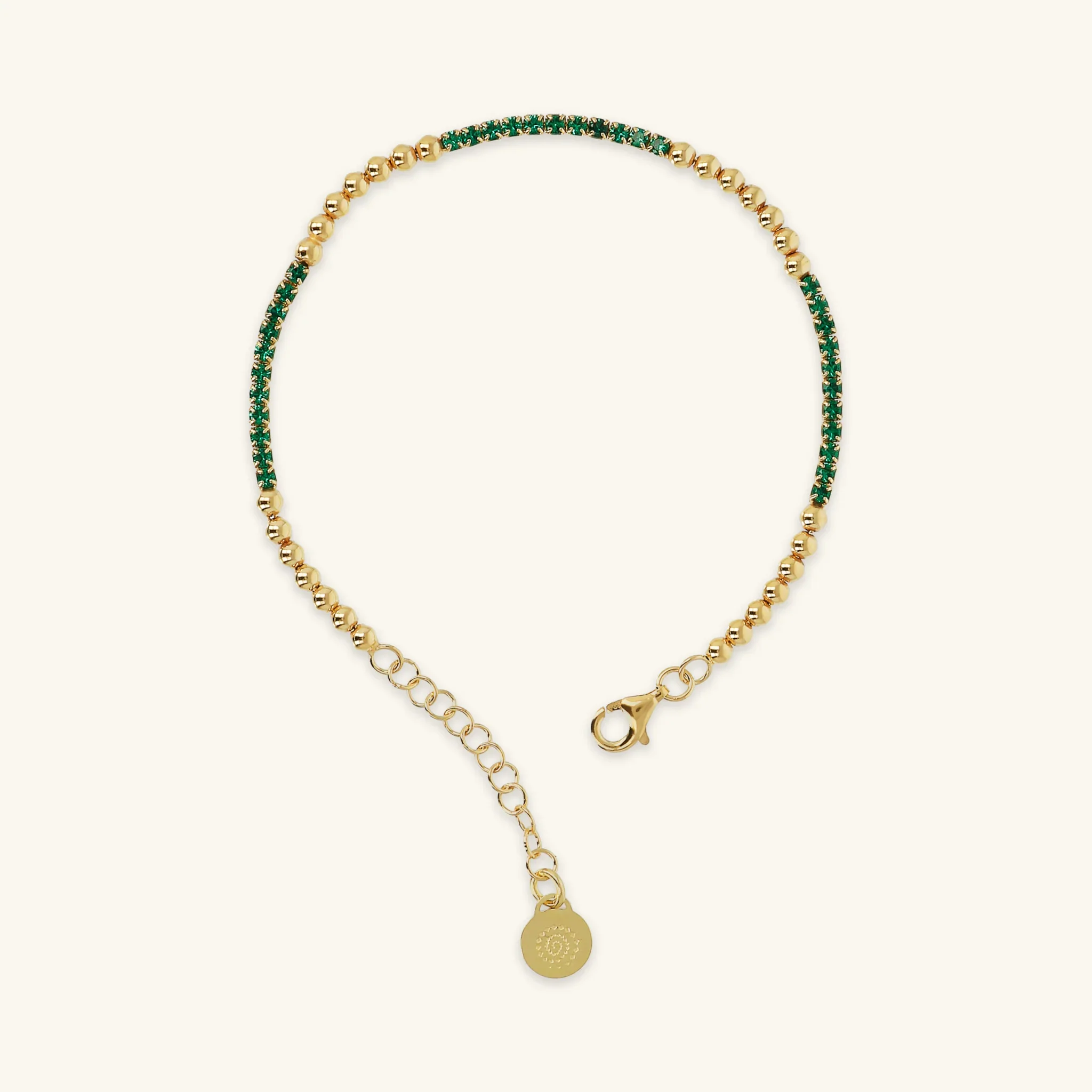 Bracciale Tennis Misto in Argento 925 Placcato Oro Giallo 18kt con Piccole Sfere e Cubic Zirconia - Image 5