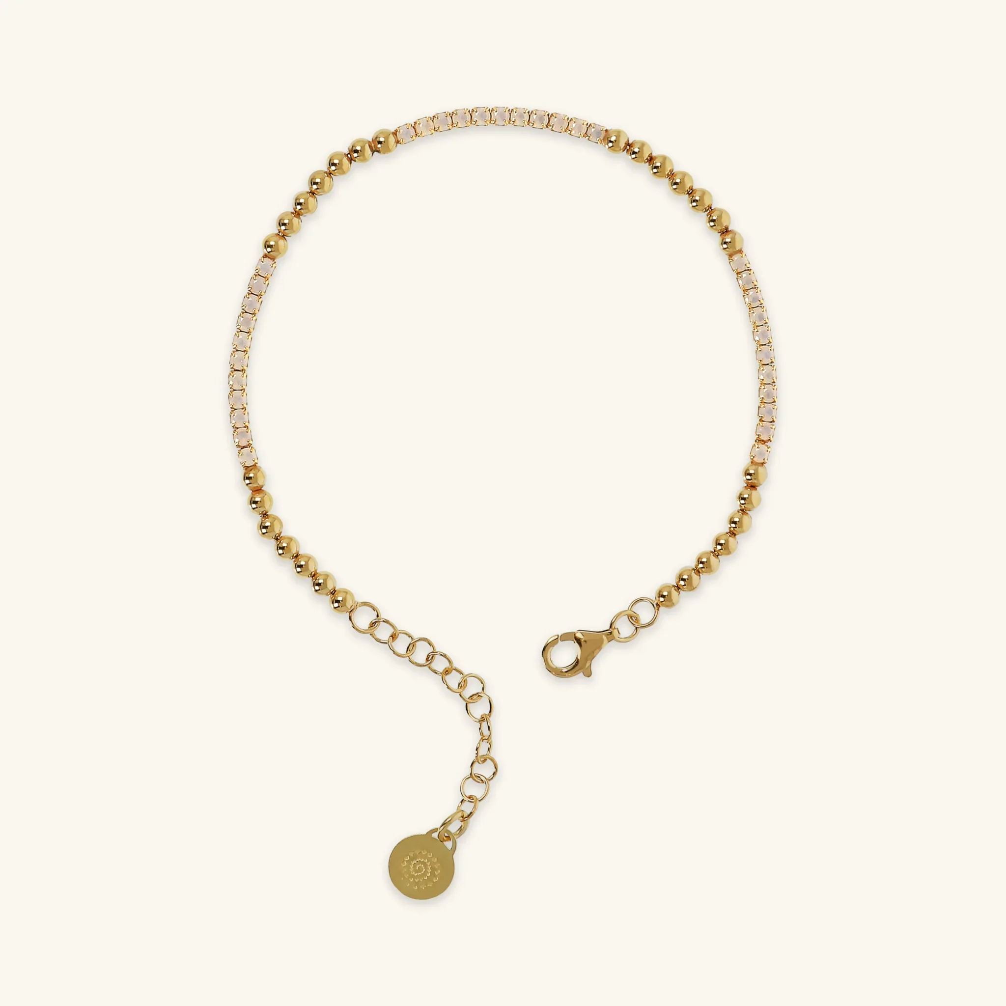 Bracciale Tennis Misto in Argento 925 Placcato Oro Giallo 18kt con Piccole Sfere e Cubic Zirconia - Image 8