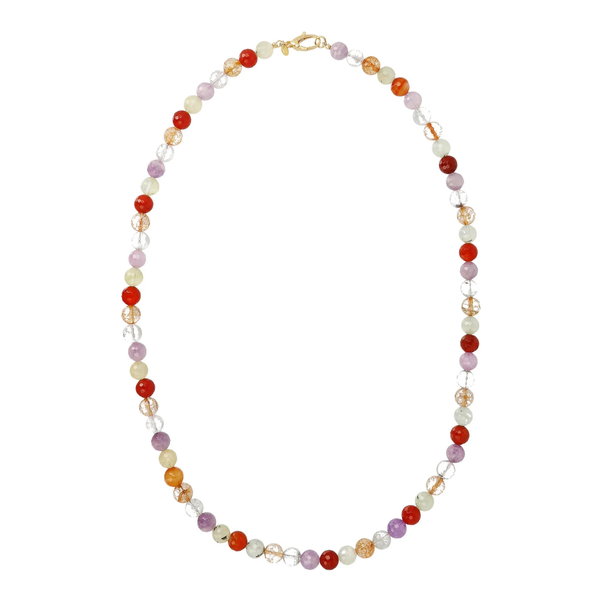 Collana in Argento 925 Placcata Oro Giallo 18kt con Pietra Naturale Quarzo Multicolore - Image 3