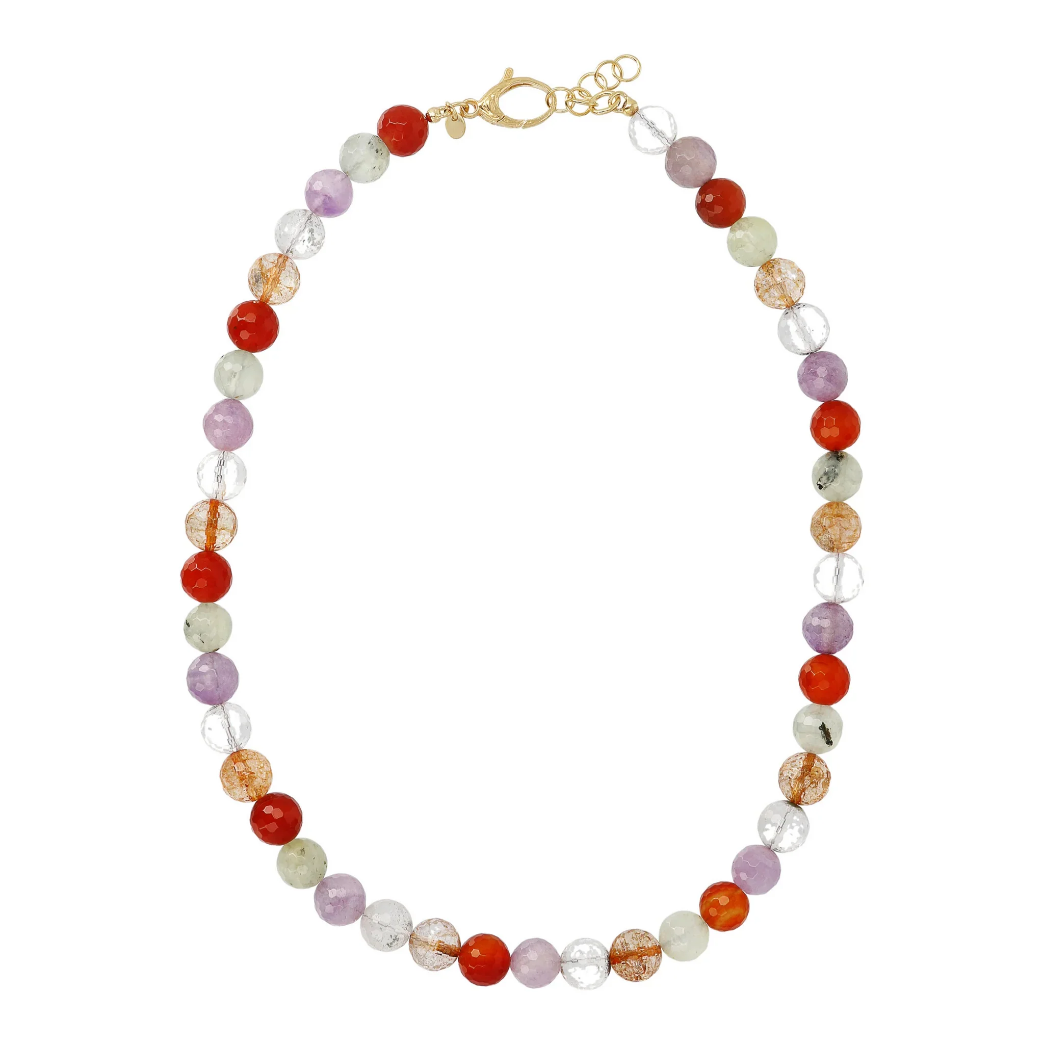 Collana in Argento 925 Placcata Oro Giallo 18kt con Pietra Naturale Quarzo Multicolore - Image 6