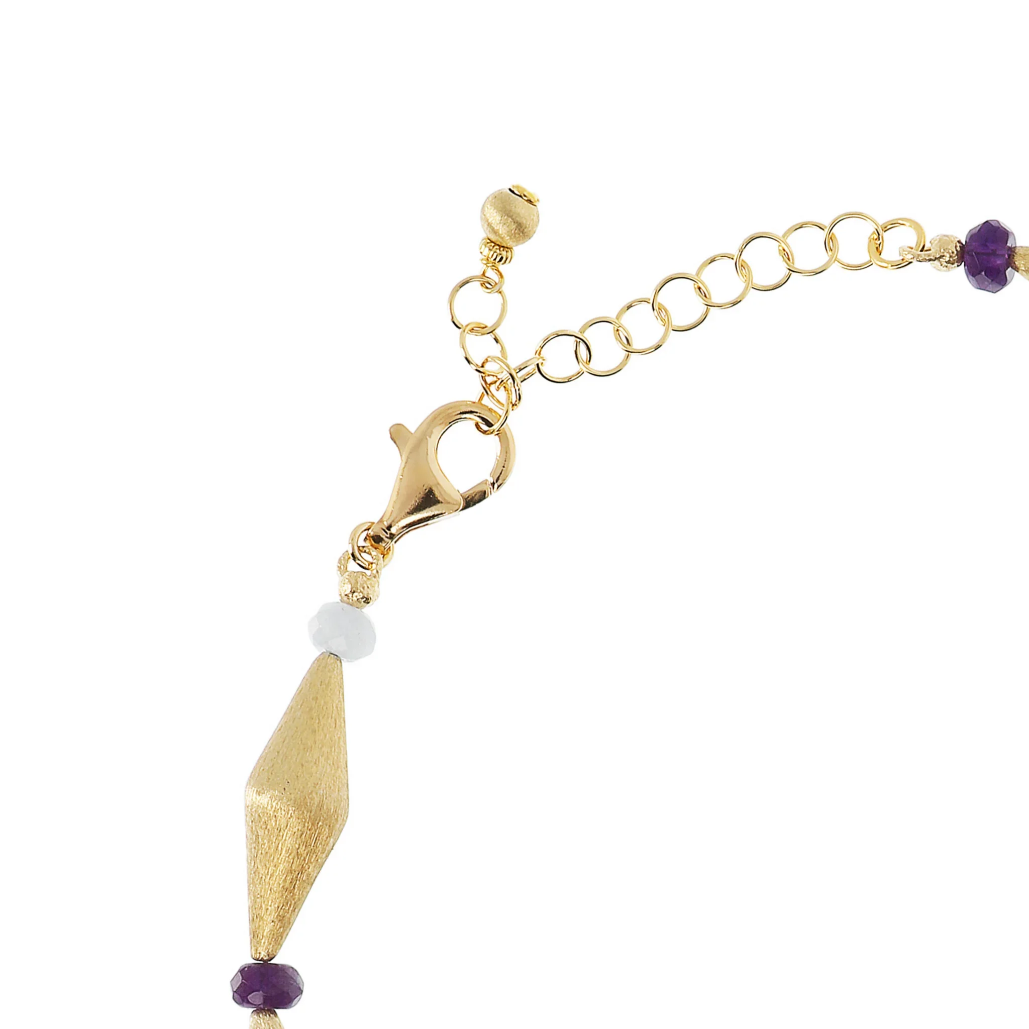 Collana Girocollo con Elementi Rombo Satinati e Pietre Naturali - Image 4