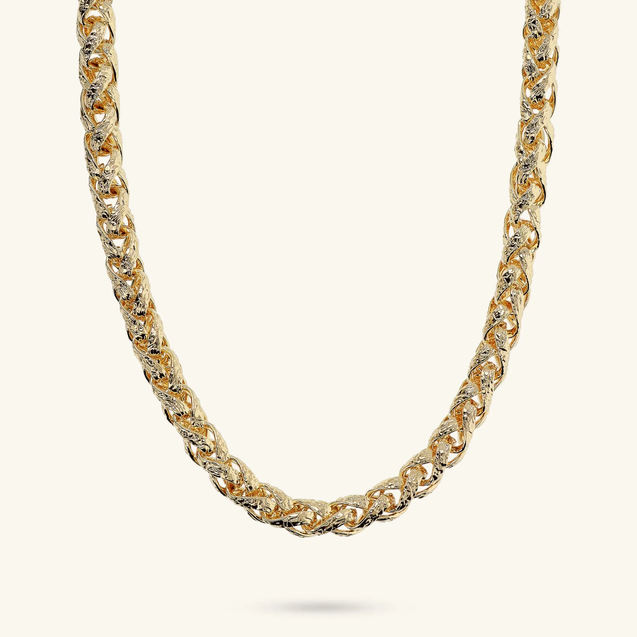 Collana Girocollo Maxi Catena Spiga Martellata