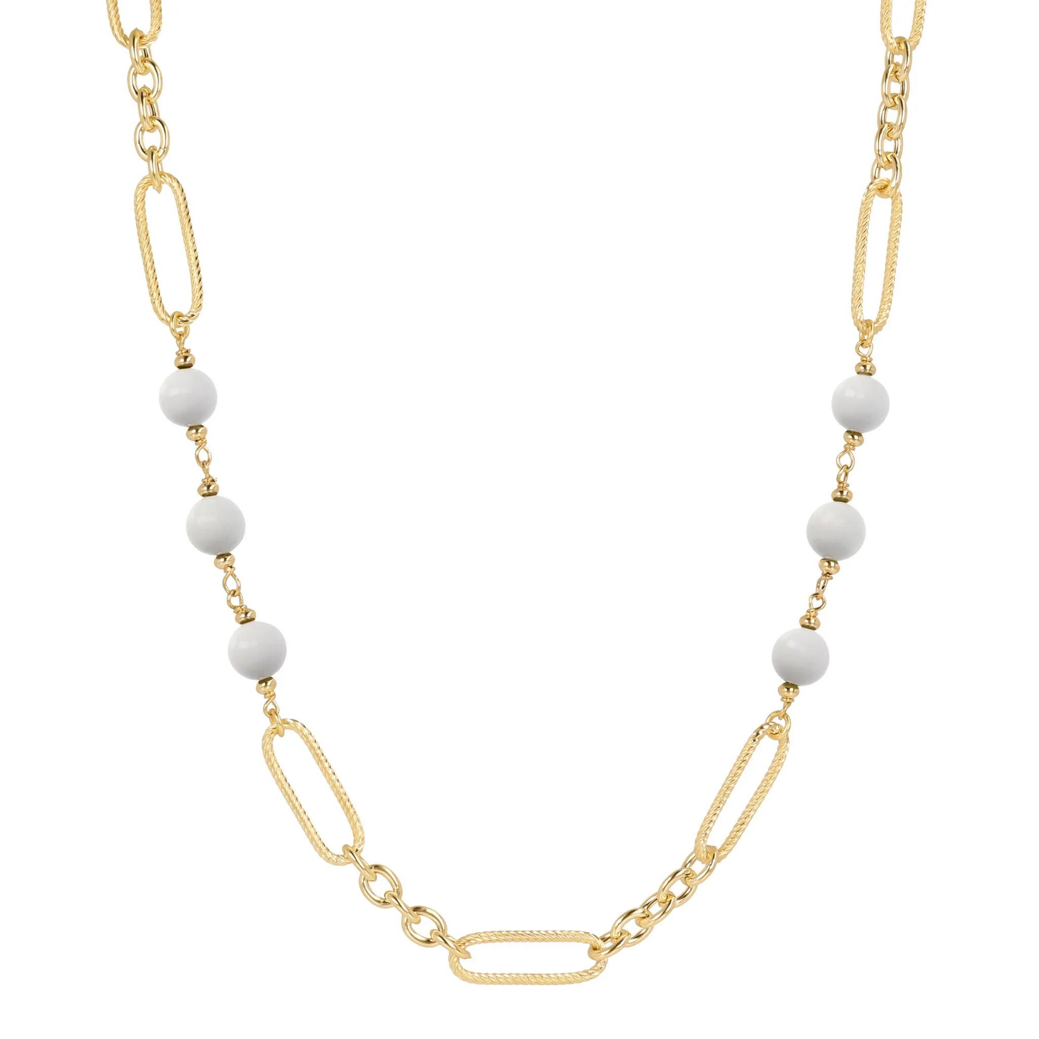 Collana Lunga a Maglie Alternate con Pietre Naturali - Image 11