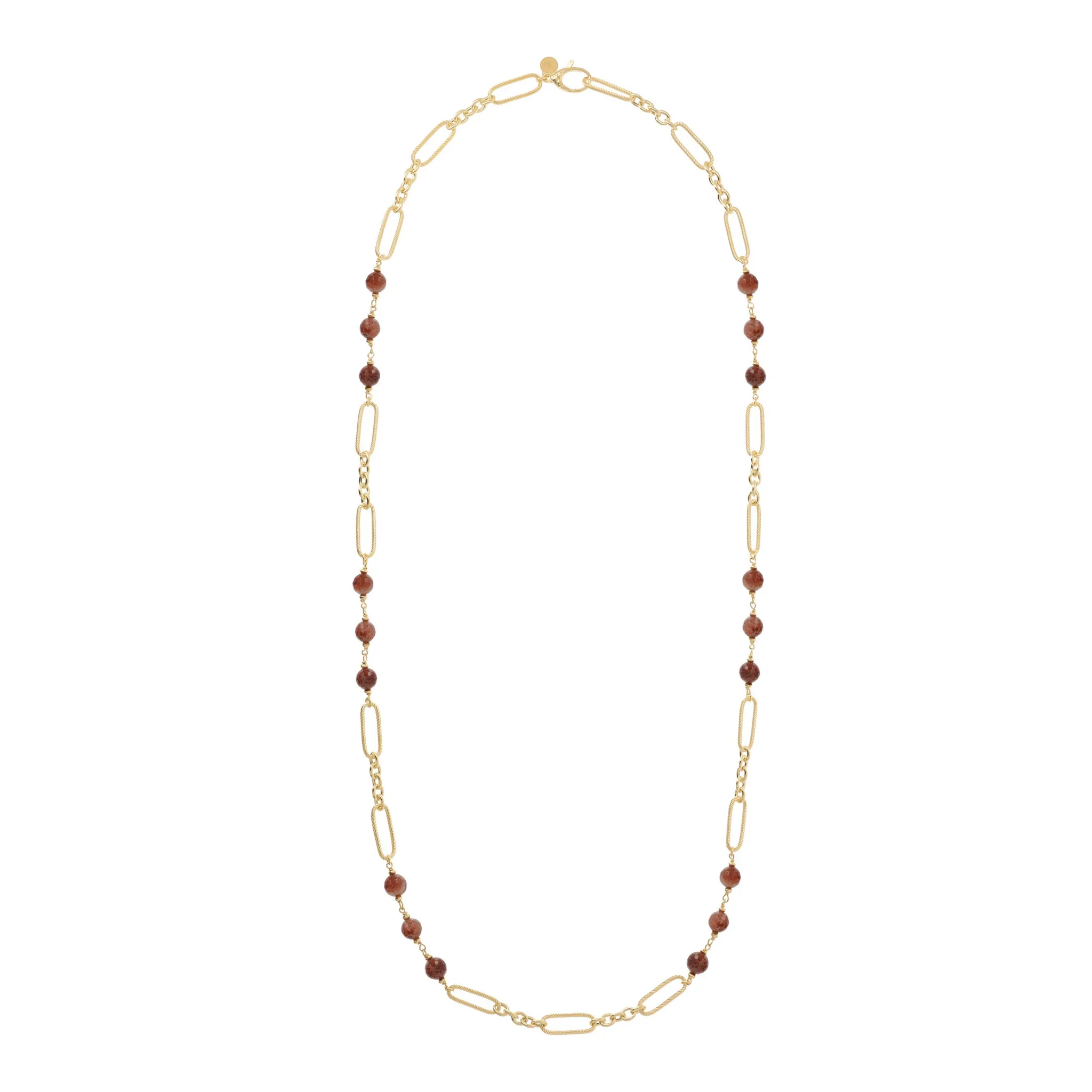 Collana Lunga a Maglie Alternate con Pietre Naturali - Image 3