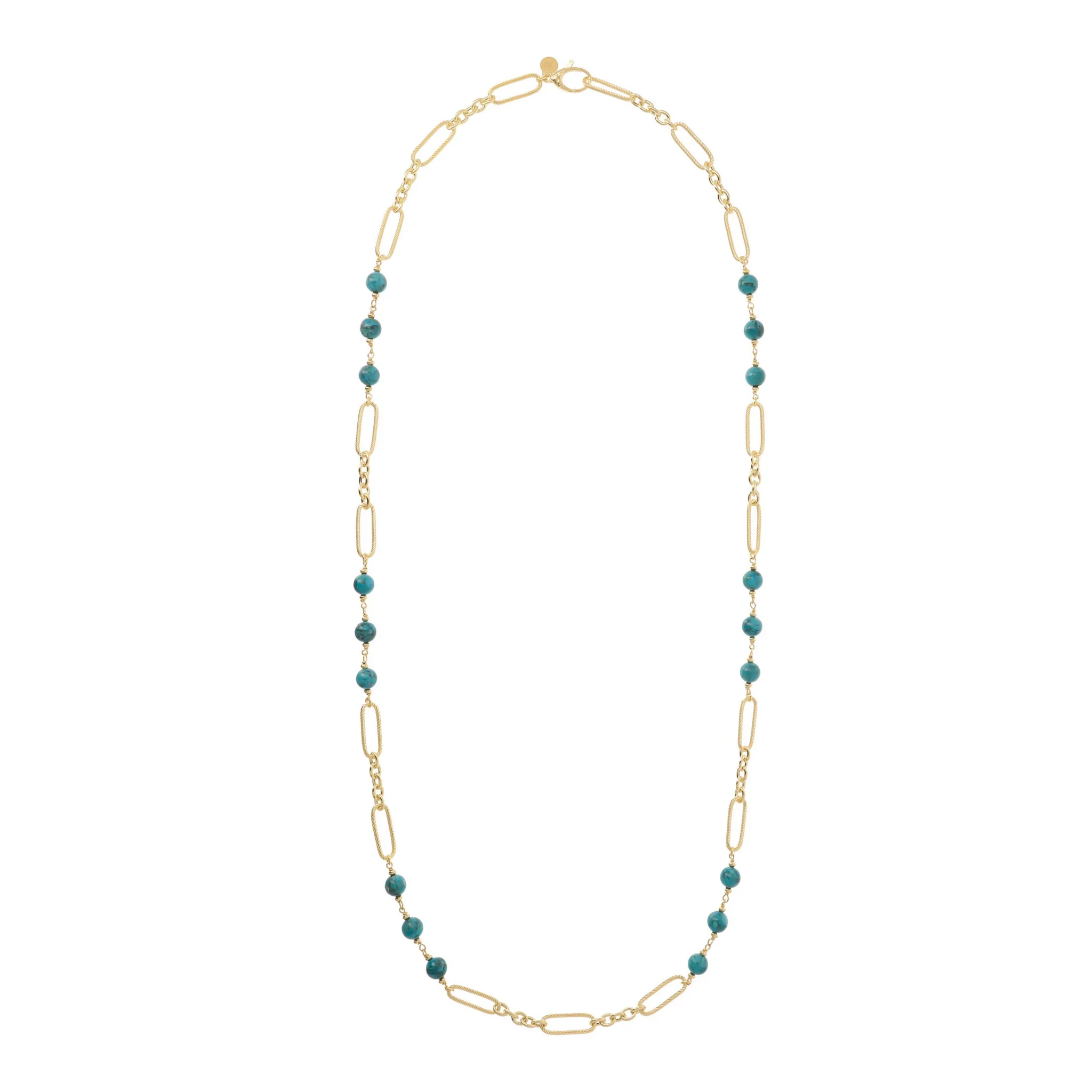Collana Lunga a Maglie Alternate con Pietre Naturali - Image 9