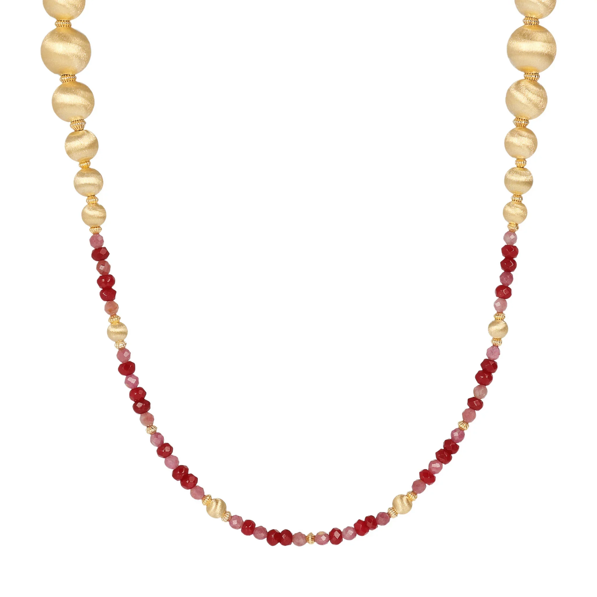 Collana Lunga con Sfere Satinate e Pietre Naturali - Image 6