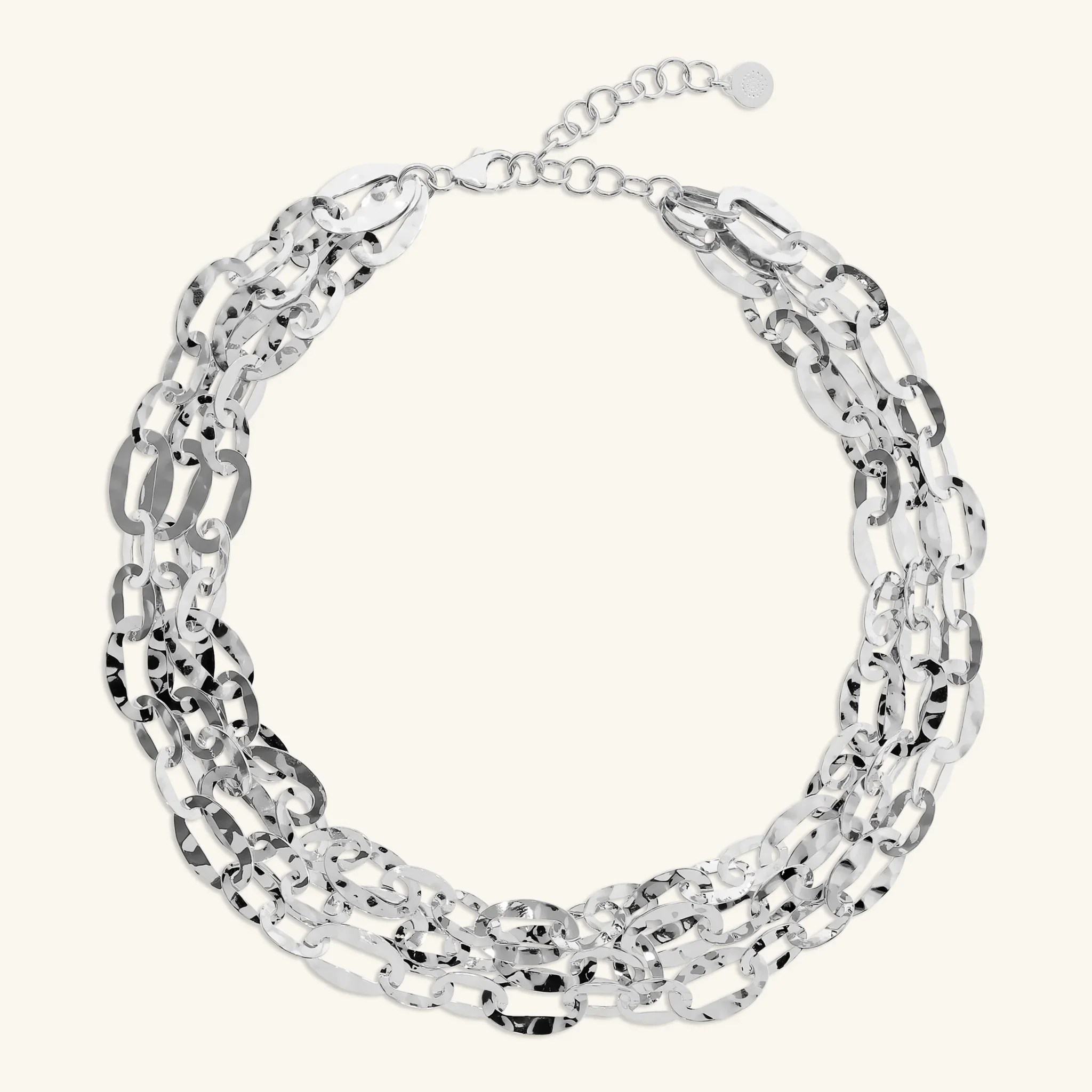 Collana Multifilo Catena Ovale Martellata - Image 3