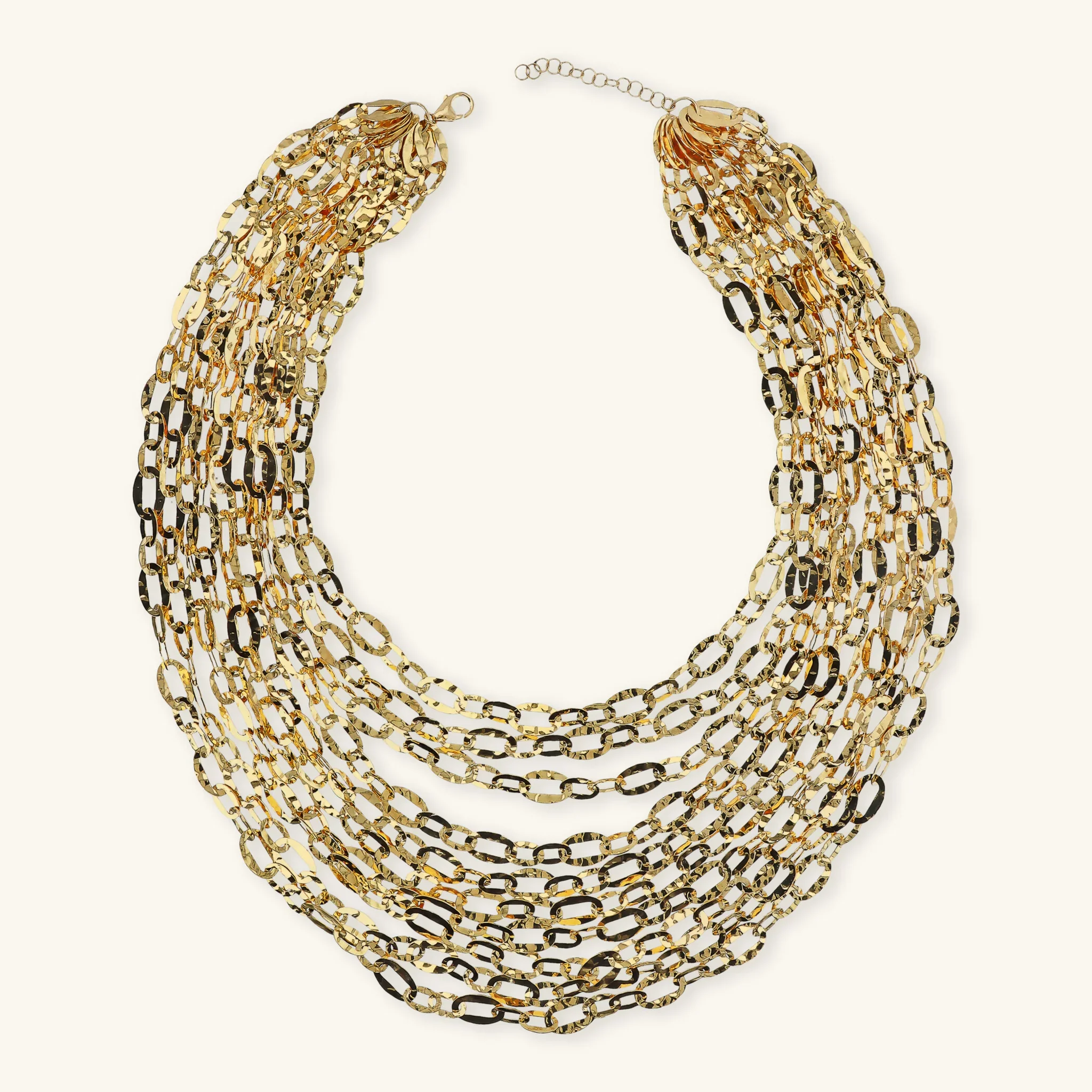 Collana Multifilo Graduata Catena Ovale Martellata - Image 3