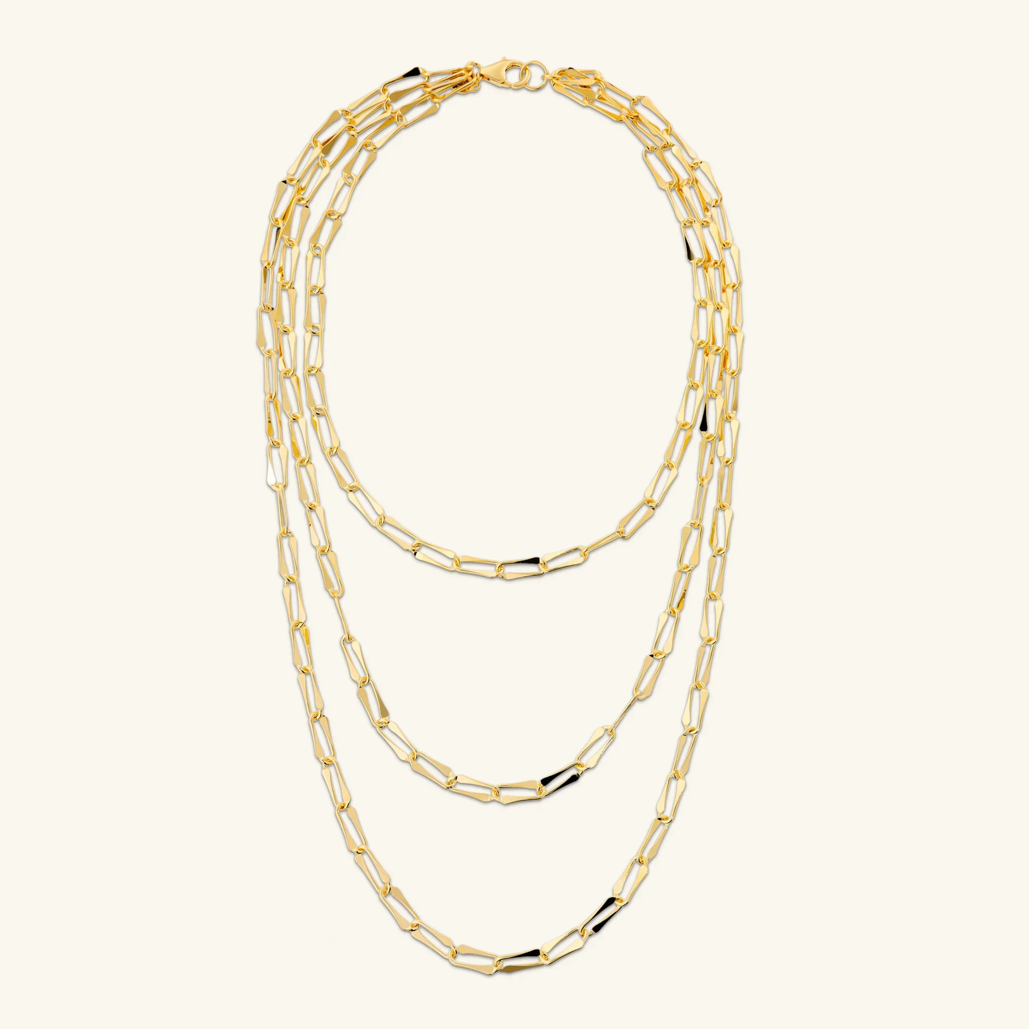 Collana Multifilo Graduata con Maglie Rettangolari Squadrate - Image 3