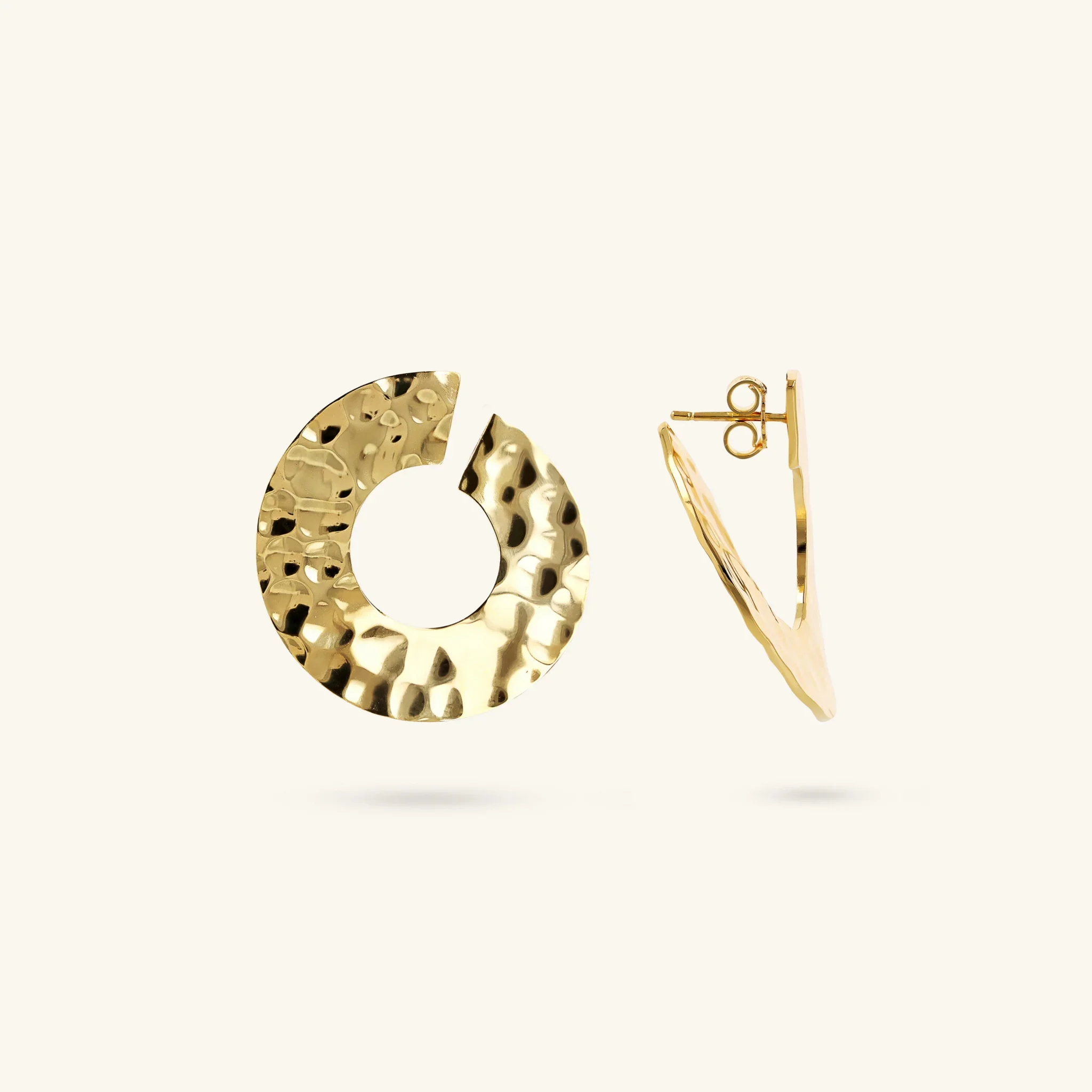 Orecchini Pendenti Martellati ad Anello - Image 3