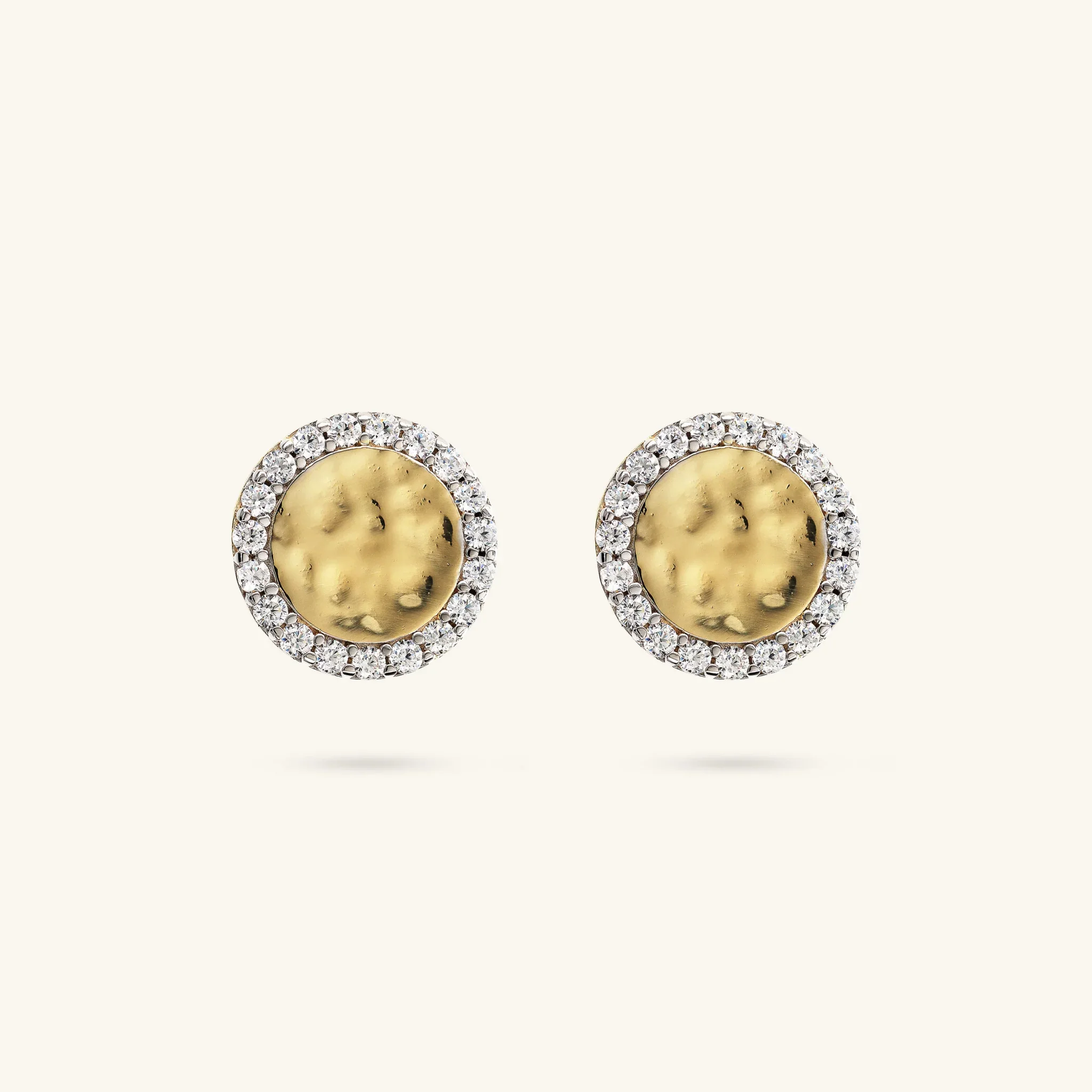 Orecchini Eclissi Dorata in Argento 925 placcato Oro Giallo 18kt con Pavé di Cubic Zirconia