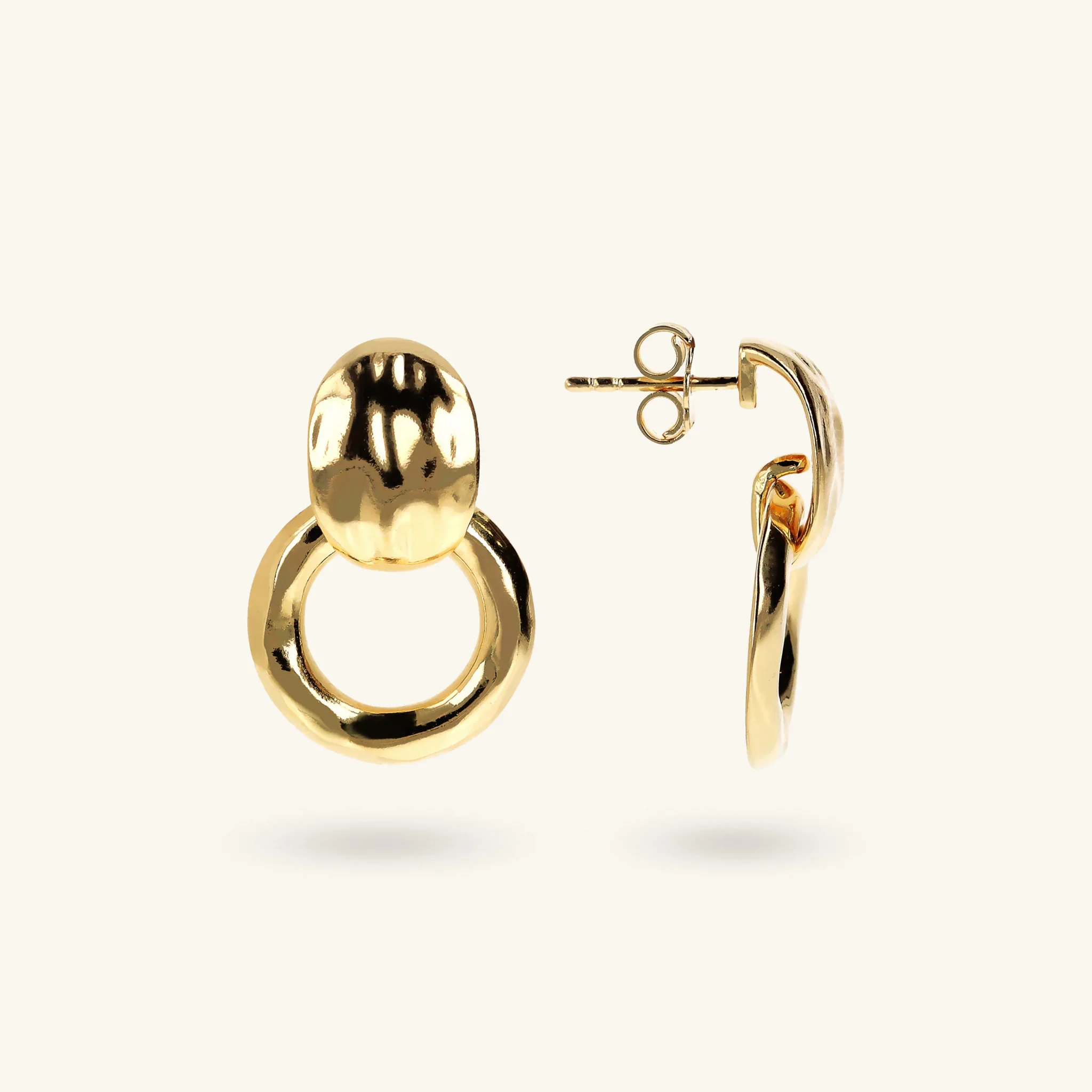Orecchini Pendenti ad Anello Martellati - Image 3