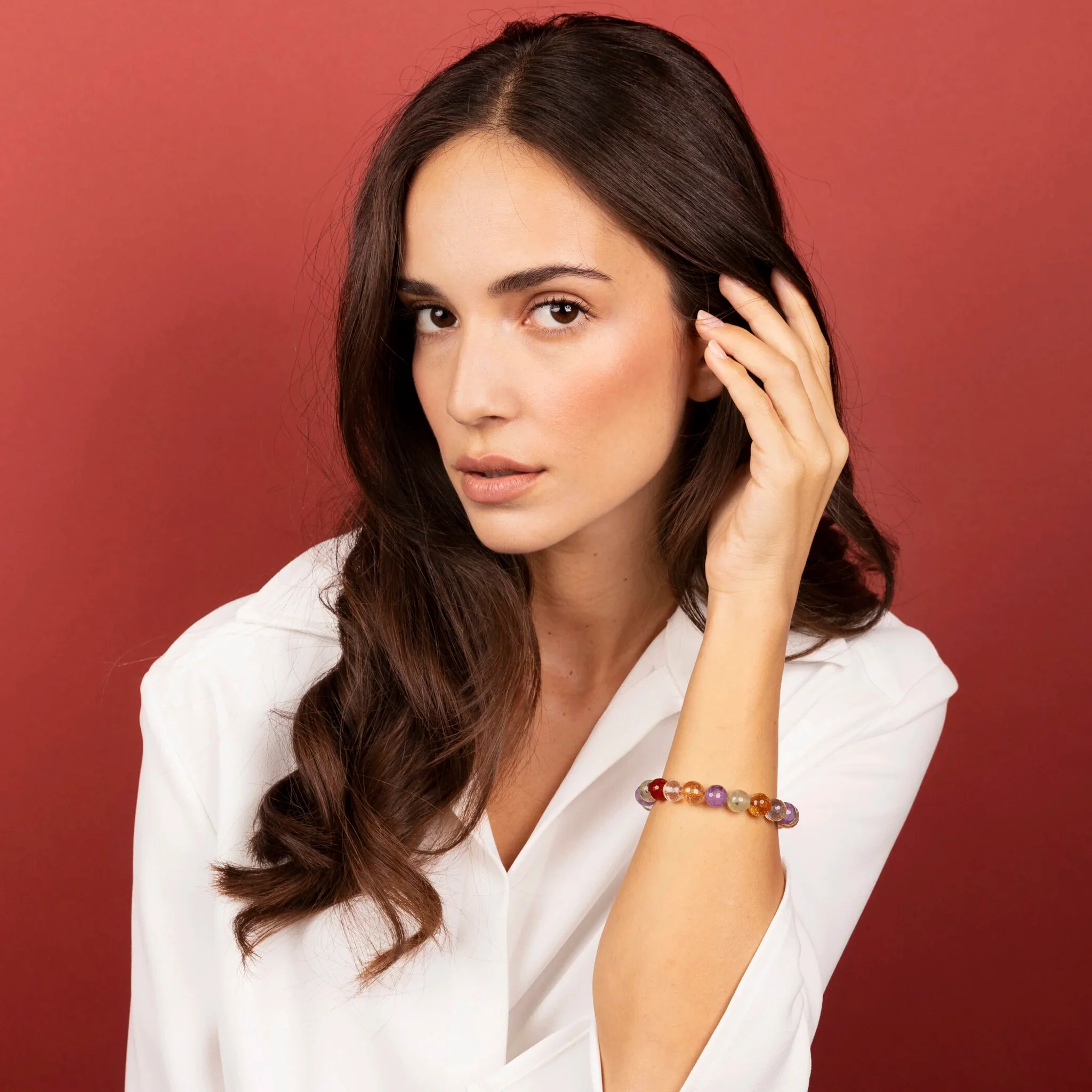 Set Collana + Bracciale in Argento 925 placcato Oro Giallo 18kt con Quarzo Multicolore - Image 3