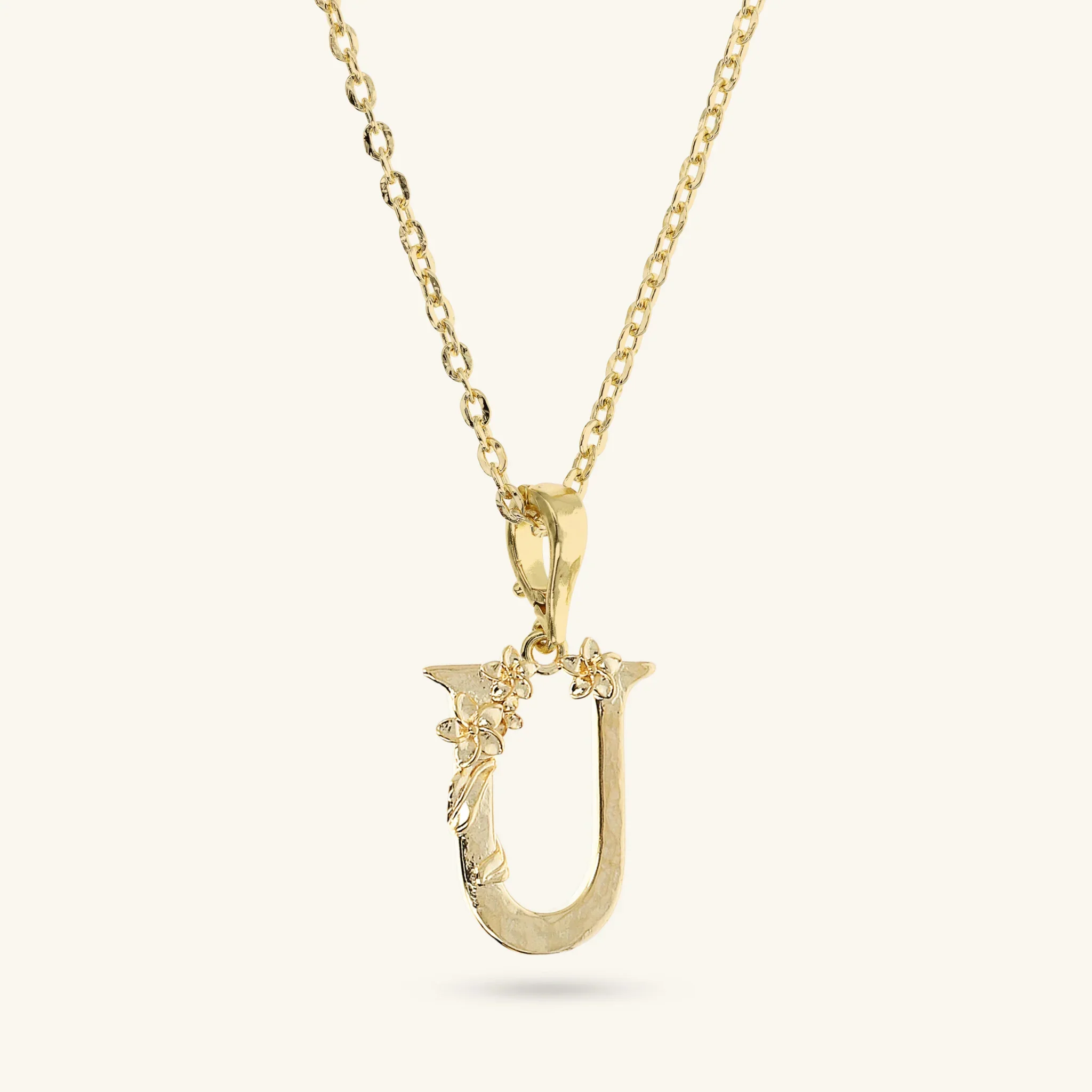 Set Collana Diamantata e Ciondolo Iniziale Martellato con Fiore - Image 9